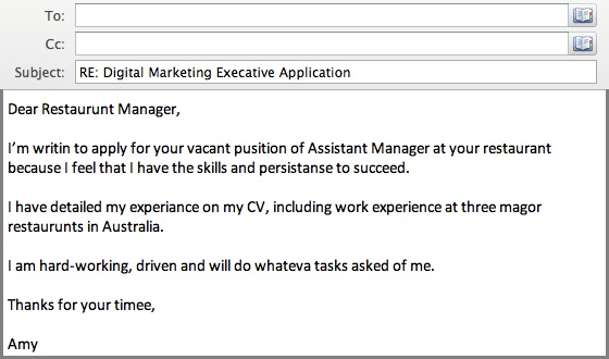 Job application email