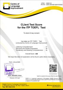 Contoh sertifikat TOEFL prediction